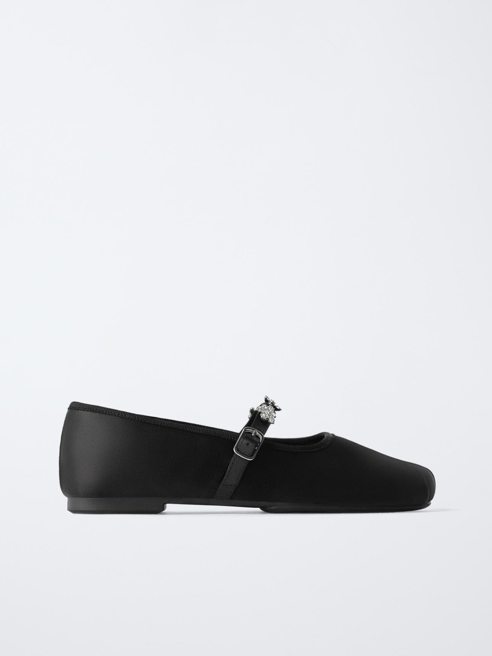 Zara Mary Jane Satin Ballet Flat with Embellished Strap